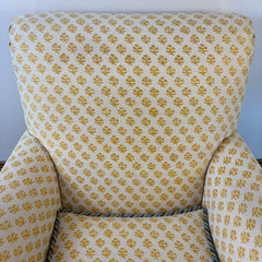 Custom Upholstered Armchair, Yellow & Cream Batik Pattern, Sku: 033546