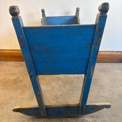 Primitive Wood Baby Cradle with Time Worn Blue Paint, Sku 033672
