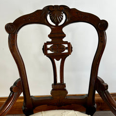 Pair of Parlor Chairs, Accent Chairs, Vintage, Ivory, Brown