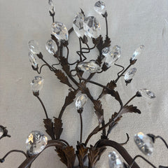 Pair of Vintage Crystal Bud Sconces, Sku 033736