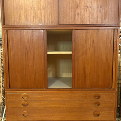 Danish Modern Teak Tambour Door Cabinet w/ Interior Shelf , Sku 033912