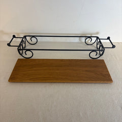 Wrought Iron & Wood Tray, Sku 033739