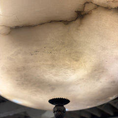 Alabaster Bowl Chandelier, Patina Finish and Acorn Finial, Sku: 033505