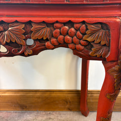 Vintage Japanese Carved Wood and Lacquer Finish Table or Desk, Hand Painted Dragon Motif, Meiji Period, Sku 033519