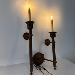 Double Arm Wall Sconce, Acanthas Leaf Motif, Intended Rust Patina, Material: Steel, Sku: 033340