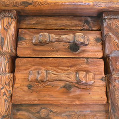 Oversized Log Cabin Style Rustic Carved Wood Desk, Sku 033852