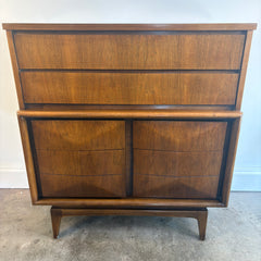 United Furniture Chest of Drawers Walnut Finish with Faceted Design Detail, Sku 033876