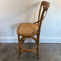 Set of 6 Total Chairs, 4 Bent Wood Cross Back Counter Stools & 2 Round Top Stools, Sku 033850