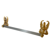 Sherle Wagner Swan and Fluted Glass Rod Towel Bar, 18K Plated Gold Finish, Sku 033481