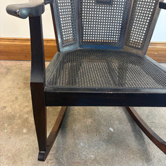 Mayhew Cane and Wood Rocking Chair, Lovely Dark Finish, Cane is in Remarkable Condition for Age, Sku 033799