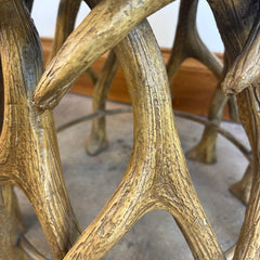 Faux Antler Footstool with Embossed Leather or Faux Leather Cushion, Sku: 033699