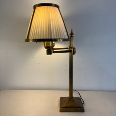 Solid Brass Double-Arm Bouillotte Style Table Lamp with Silk Shades, Sku 034116