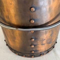 Copper Bucket With Lid and Rivet Detail, Made in Turkey, Sku 033689