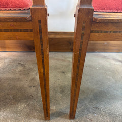 Pair of Early 1900's European Maple Morning Chairs w/ Floral Marquetry Detail, Sku 033776
