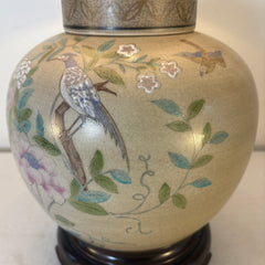 Wildwood Table Lamp, Crackle Finish on Porcelain, Bird and Floral Motif, Sku: 033428