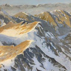 Original Acrylic on Canvas Signed by Artist, Kuhn - 1992 Described as Rocky and Snowy Mountain Top, Sku 033448