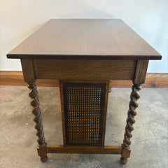 Stickley Bros. Co. Quarter Sawn Oak Antique Barley Twist & Cane Library Table/ Writing Desk, Sku 033771