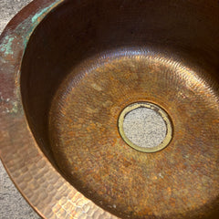 Hammered Copper Undermount Round Sink with Apron Front, Sku: 033641