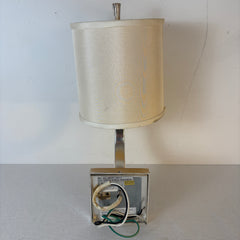 Nickel and Mirror Wall Sconce with Linen Shade, Sku 033535