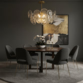 Pebble Glass Disk Chandelier on Gold Structure, Sku 033996
