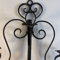 Wrought Iron Wall Sconce Scroll Motif Holds Eight Candles, Sku 034123