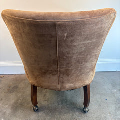 Set of 4 Brown Suede Armchairs w/ Casters, Sku 033849