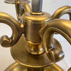 Chapman For Visual Comfort Double Socket Bouillotte Lamp 4 Candle Arm Detail and Green Metal Shade, Sku 034124