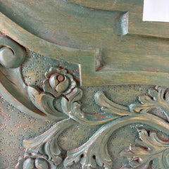 Pair of Wood Corbels, Olive Green with Ornate Acanthus Leaf Design, Sku: 033091