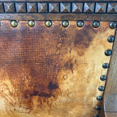 Set Eight of Oak & Leather Dining Chairs, Rustic, Sku: 033087