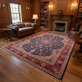 Area Rug, Wool, Traditional, Oblong Medallion Design in Blue, Red, Cream, Sku: 033645