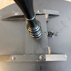 Lock 1976 Wood Tilt Top Table Quad-Leg Base Oval top with Hand Painted Fife and Drum Corps "Spirit of '76" Black Painted Finish, Sku 033768
