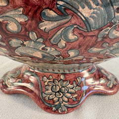Biagioli Italian Hand Painted Ceramic Lidded Compote, Sku 033854