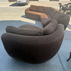 Thayer Coggin 3 Piece Chenille L Shaped Sectional Sofa, Brown, Sku 033633