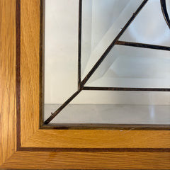 "Punies" Technique Hand Bevelled Original Stained Glass & Handcrafted Oak & Purpleheart Frame by Artist, John May, Sku 033653