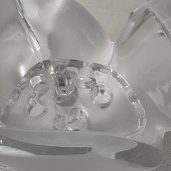 Lalique Crystal Made in France Signed on the Bottom Pair of Doves with Floral Frog Insert, Sku 033305