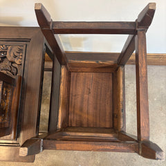 Early 1900's Japanese Hand Carved Set of Four Nesting Tables w/ Glass Inserts Available, Sku 033774