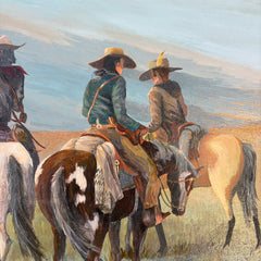 Original Acrylic on Canvas Signed by Artist, Kuhn, "Cowboy Down" With Jack Rabbit, Sku: 033449