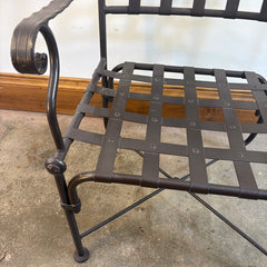Metal Arm Chair with Grid Design Bronze Finish, Sku 033810