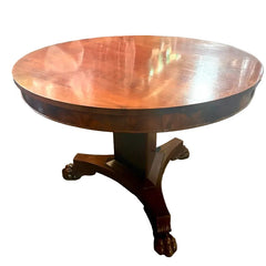 Antique American Empire Mahogany Clawfoot Pedestal Table, Sku 033822