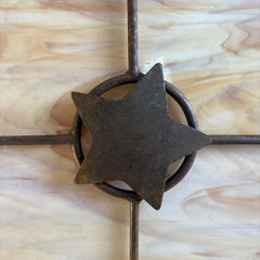 Custom Massive Exterior Lantern Sconces w/ Colored Glass & Lone Star Motif, Sku 033855