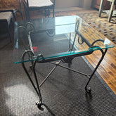 Brushed Steel & Glass End Table, Sku 032091