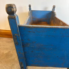 Primitive Wood Baby Cradle with Time Worn Blue Paint, Sku 033672