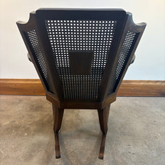 Mayhew Cane and Wood Rocking Chair, Lovely Dark Finish, Cane is in Remarkable Condition for Age, Sku 033799