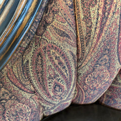 Pair of Vanguard Leather & Paisley Fabric Club Chairs w/ Nailhead Detail & Ebonized Finish, Sku 033715