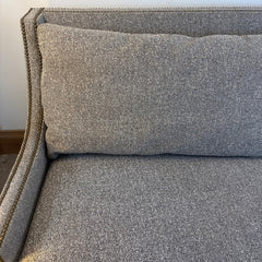 Lillian August Medium Gray Tweed Sofa w/ Wing Style Arms & Nailhead Trim, Sku 033785