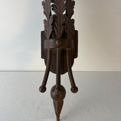 Pair of Three-Arm Wall Sconces Acanthus Leaf Detail, Rust Like Patina, Sku: 033332