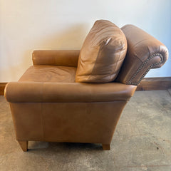 Bradington Young Putty Leather Armchair w/ Nailhead Detail, Sku 033673