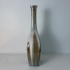 Large Ceramic Bottleneck Vase Glazed with White and Taupe, Sku: 033303