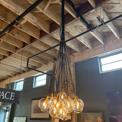 Bubble Pendant/Chandelier Clear Glass Bubbles with a Bulb in Each, Black Corded Cable can be Adjusted, Sku 033683