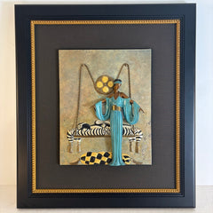 Erte's "Pillow Swing" Cold Painted Bronze Wall Sculpture, Framed, Sku: 033751